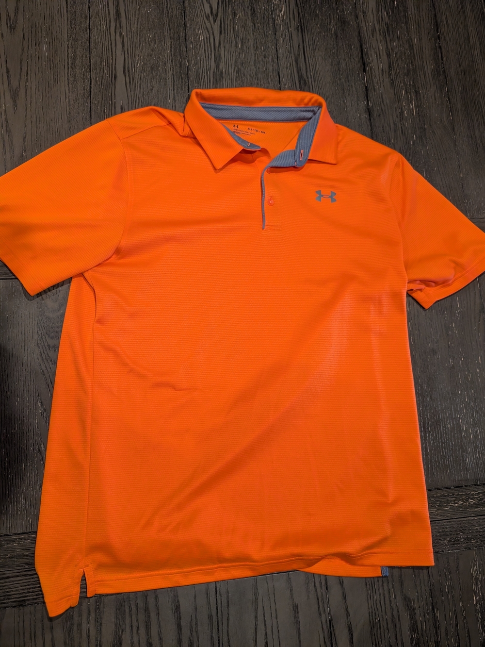 Under Armour Men’s Bright Orange Polo with Gray Logo Trim